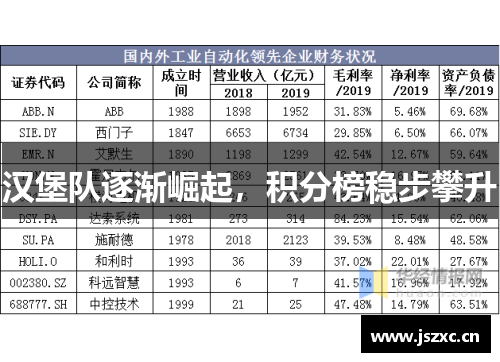 汉堡队逐渐崛起，积分榜稳步攀升